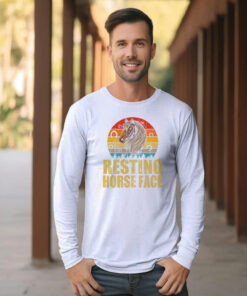 Alternative view of Resting Horse Face Shirt Funny Resting Mare Face Vintage Long Sleeve Shirt Designs Gifts For Horse Lovers