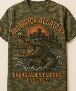 Alligator Alcatraz Camo T-Shirt 3D Print Florida Everglades EST 2025 Merch Clothing - Homegiftaura