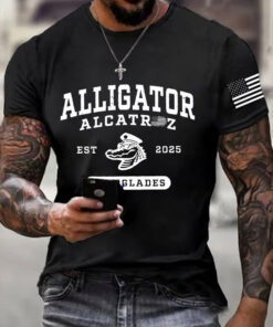 Alligator Alcatraz Shirt Men's EST 2025 Everglades Florida MAGA Trump Support Clothing - Homegiftaura