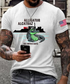 Alligator Alcatraz Shirt Men's ICE With A Blue Trump Alligator Alcatraz Shirts For Sale - Homegiftaura