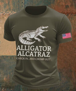 Alligator Alcatraz T-Shirt Check In And Chomp Out Trump Campaign Crocodilian Merch - Homegiftaura