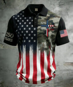 America 250 Years Polo Shirt Stand For The Flag Kneel For The Cross Merch Gift For Veterans - Homegiftaura
