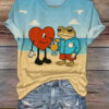 Bad Bunny Heart And Frog Summer Vacation T-Shirt Puerto Rican Bad Bunny Fan Merch - Homegiftaura