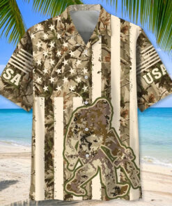 Bigfoot American Flag Camouflage Hawaiian Shirt Summer Patriotic Clothing Gift Ideas - Homegiftaura
