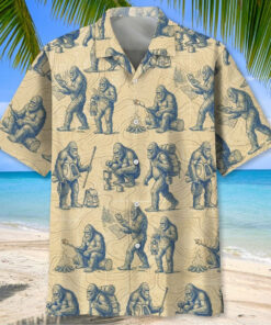 Bigfoot Goes Camping Hawaiian Shirt Summer Beach Aloha Shirt Gift For Men - Homegiftaura