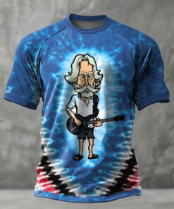 Bob Weir Caricature Tie Dye Shirt Rest In Peace Bob Weir Apparel Memorial Gifts - Homegiftaura