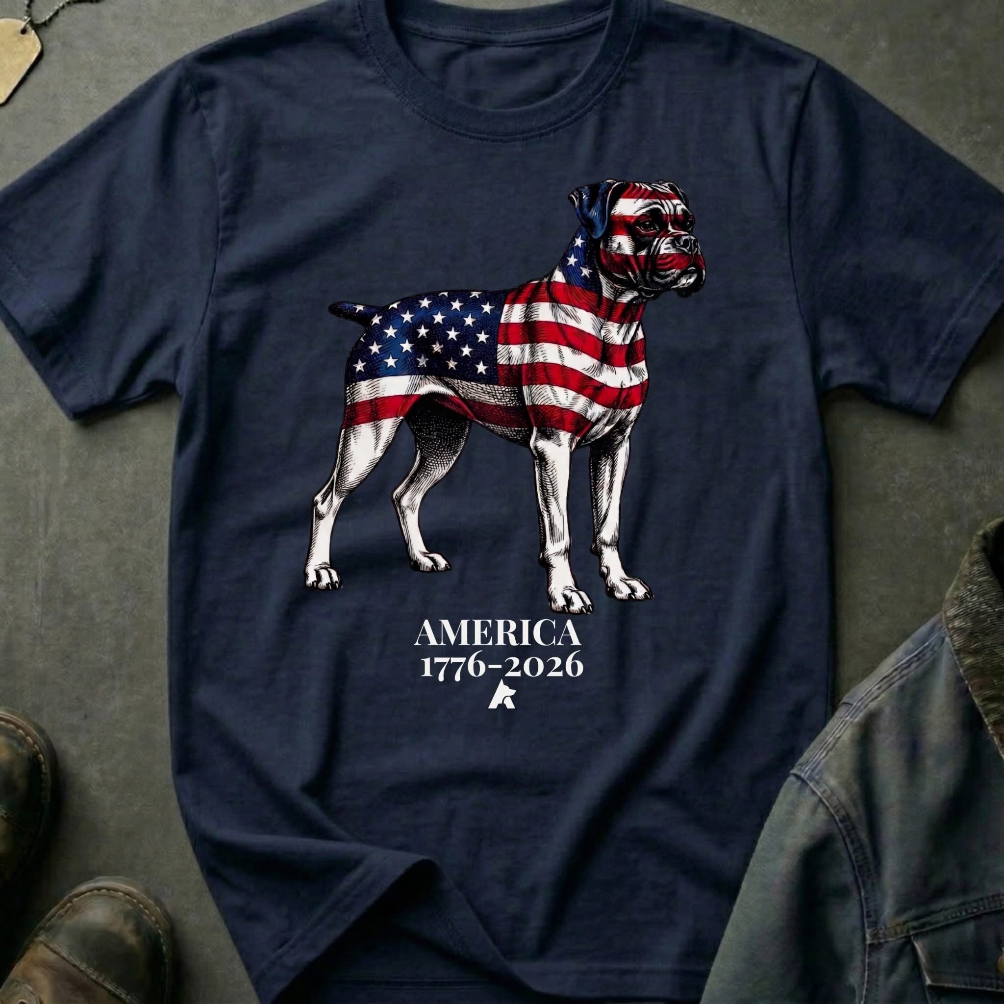 Boxer Iron Amd Stripes Shrit America 250th Anniversary Apparel Gift For Dog Lovers - Homegiftaura