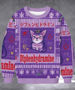 Cat Diphenhydramine Ugly Christmas Sweater Funny Winter Clothing Xmas Gifts For Cat Owners - Homegiftaura