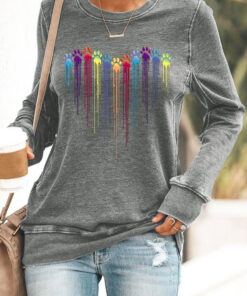 Colorful Dog Heart Paw Sweatshirt Rainbow Paw Cute Gifts Ideas For Pets Owners - Homegiftaura