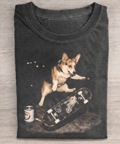 Corgi Skateboarding T-Shirt Funny Corgi Dog Graphic Tee Gifts For Owners Pet Lovers - Homegiftaura