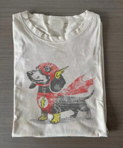 Dachshund Superhero Vintage T-Shirt Funny Sausage Dog Theme Shirts For Humans Owners - Homegiftaura
