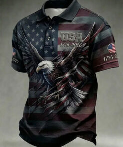 Eagle America 250 Years Retro Polo Shirt 4Th Of July Clothing Gift For Patriots - Homegiftaura