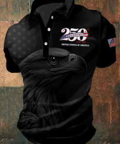 Eagle America 250th United States Polo Shirt Patriotic Merch Gift For Proud Americans - Homegiftaura