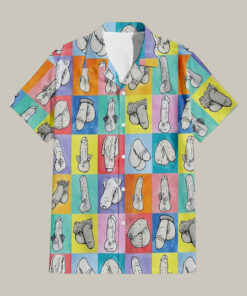 Funny Color Block Hard Big D Penis Hawaiian Shirt Humorous Adult Shirt Present For Friends - Homegiftaura