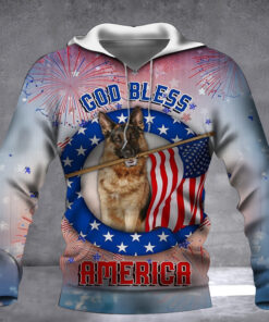 German Shepherd God Bless America Independence Day Flag Hoodie Dog Lovers 4 Of July Clothes - Homegiftaura