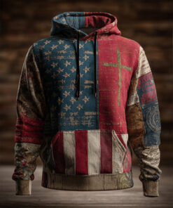 Holy Cross Hoodie Vintage American Flag Cool Faithful Catholic Gift For Christians - Homegiftaura