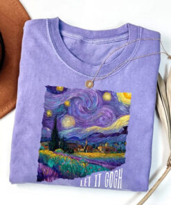Let It Gogh Starry Night Lavender Comfort Colors Shirt Van Gogh Art Merch Gift For Art Lovers - Homegiftaura