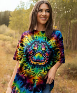 Paw Print Tie Dye T-Shirt Paw Dog Vibes Shirt Gifts Ideas For Dog Lovers - Homegiftaura