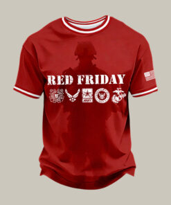 Red Friday American Flag T-Shirt On Frodays We Wear Red Shirt Present For Father's Day - Homegiftaura