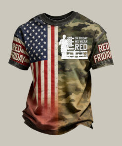 RED Friday American Flag T-Shirt Remember Everyone Deployed Clothes Present For Husband - Homegiftaura