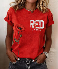 Red Friday Inspired T-Shirt Remember Everyone Deployed Clothes Present For Her - Homegiftaura