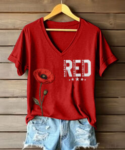 Red Friday Inspired V-Neck Shirt Remember Everyone Deployed Clothes Present For Mother's Day - Homegiftaura