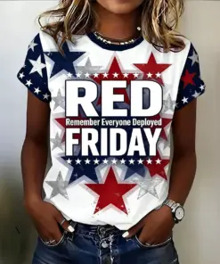 Red Friday Remember Everyone Deployed Stars T-Shirt Memorial Day Shirt Present For Sister - Homegiftaura