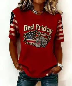 RED Friday Remember Everyone Deployed T-Shirt American Flag Clothes Gift For Wife - Homegiftaura