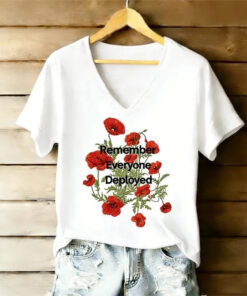 Remember Everyone Deployed Red Poppy V-Neck Shirt RED Friday Merch Gift for Military Families - Homegiftaura