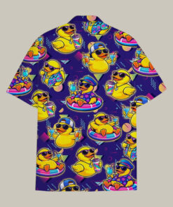 Retro Rubber Duck Hawaiian Shirt Funny 90s Memphis Style Duckie Aloha Shirt Cute Gift Idea - Homegiftaura