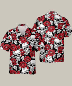 Roses And Skeleton Skull Hawaiian Shirt Vintage Aloha Shirt Present Idea For Husband - Homegiftaura