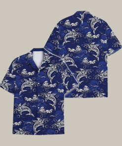 Shark Retro Surfing Hawaiian Shirt Blue Ocean Tropical Shirt Unique Gift For Boyfriend - Homegiftaura