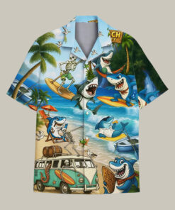 Shark Skeleton Hawaiian Shirt Funny Beach Vibe Shirt Cute Gift For Shark Lovers - Homegiftaura