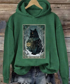 The Yule Cat Tarot Card Christmas Hoodie Aesthetic Witchcraft Style Clothing Gifts For Lovers - Homegiftaura