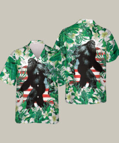 Tropical Leaves Bigfoot Hawaiian Shirts Animal Graphic Shirt Vintage Aloha Gift Idea - Homegiftaura