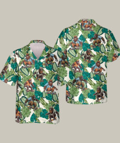 Tropical Skater Bigfoot Hawaiian Shirt Tropical Bigfoot Graphic Tee Unique Gift For Father's Day - Homegiftaura