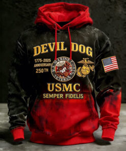 USMC Devil Dogs Marines 250Th Anniversary 1775 2025 Hoodie Marine Corps Veteran Clothing - Homegiftaura