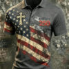 Vintage America 250 Yearss Polo Shirt Patriotic Flag Cross Clothing Veteran Gift For Men - Homegiftaura
