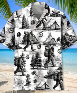 Vintage Bigfoot Go Camping Hawaiian Shirt Tropical Beach Aloha Shirt Summer Gift For Men - Homegiftaura