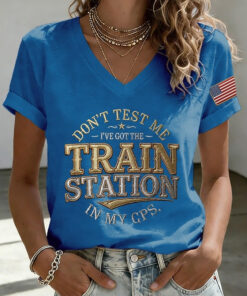 Yellowstone Merch Train Station In My GPS V-Neck Shirt Women's Gift For Show Lovers - Homegiftaura