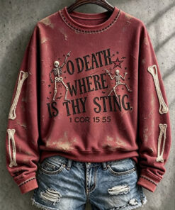 0 Death Where Is Thy Sting Sweatshirt Skull Womens Clothing Christian Gifts For Ladies