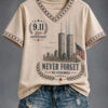 9 11 Patriot Day V-Neck T-Shirt Twin Towers Memorial Apparel Gifts For Sister
