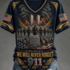9 11 Patriot Day V-Neck T-Shirt Twin Towers Memorial Clothing Presents For Mum