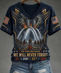 9 11 Patriot Day V-Neck T-Shirt We Will Never Forget Merch Gift Ideas For Wife