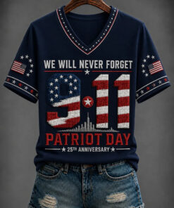 9 11 We Will Never Forget V-Neck T-Shirt Patriot Day Clothing Gifts For Mum