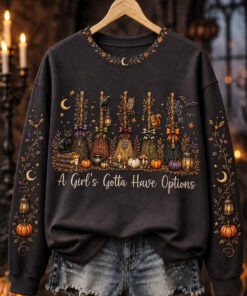 A Girls Gotta Have Options Sweatshirt Witch Broomstick Halloween Merch Ideas For Her