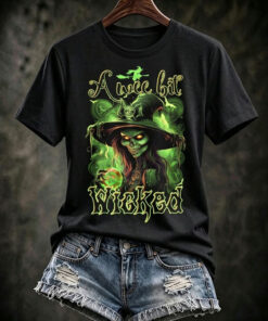 A Wee Bit Wicked T-Shirt Witch Halloween Sarcastic Clothing Spooky Witchy Vibes Gift
