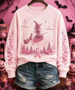 A Witch Rides Broom Cat Sweatshirt Halloween Witch Merch Apparel For Halloween Lovers
