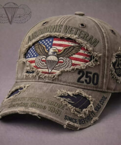 Airborne Veteran Merch 250 Years Of Freedom Baseball Hat US Flag Military Gifts For Dad
