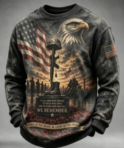 American Flag Eagle Sweatshirt Veterans Day US Bald Eagle Mens Merch Military Gifts